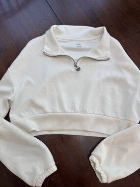 Gilly Hicks Cream Quarter-zip Cropped Sweatshirt